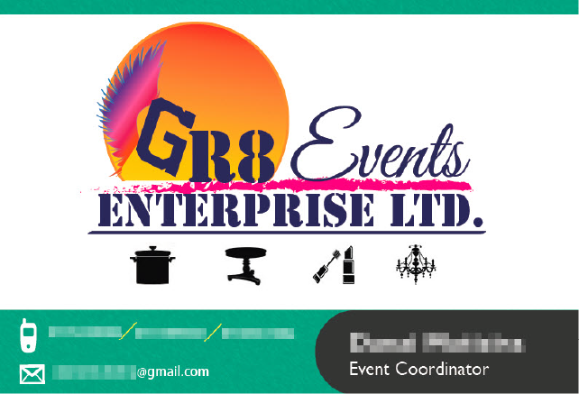 Gr8 Events logo, branding and business card desinged by Upxcel